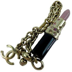 Chanel Pink Lipstick Key Chain Purse Charm - image 1